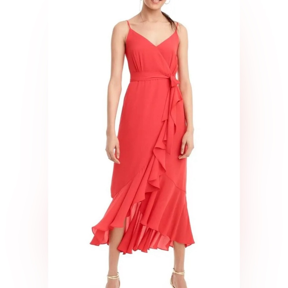 J. Crew Sleevless Ruffle Dress Faux Wrap